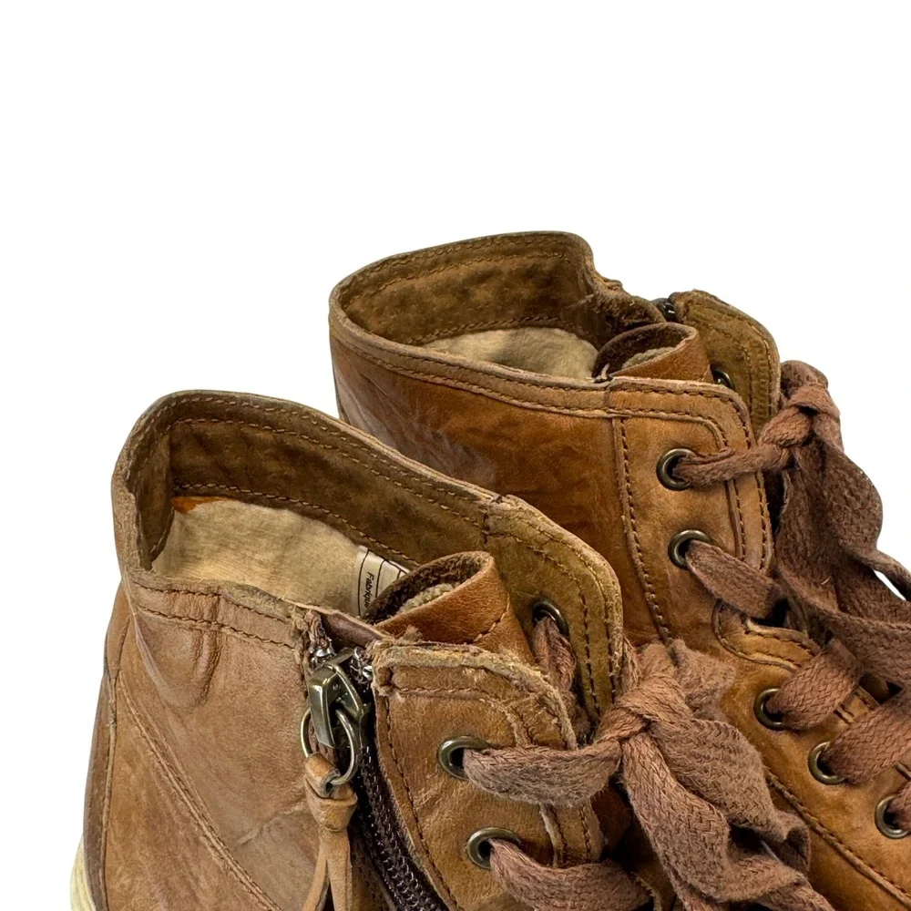 UGG Blaney Brown Leather High Top Sneakers Tassel Side Zip Womens Size 7.5 Shoes